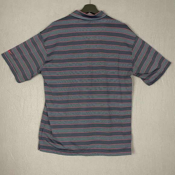 Nike Dri-Fit UV Polo Shirt Men's L Blue Striped Short Sleeve Golf Performance - Picture 2 of 15
